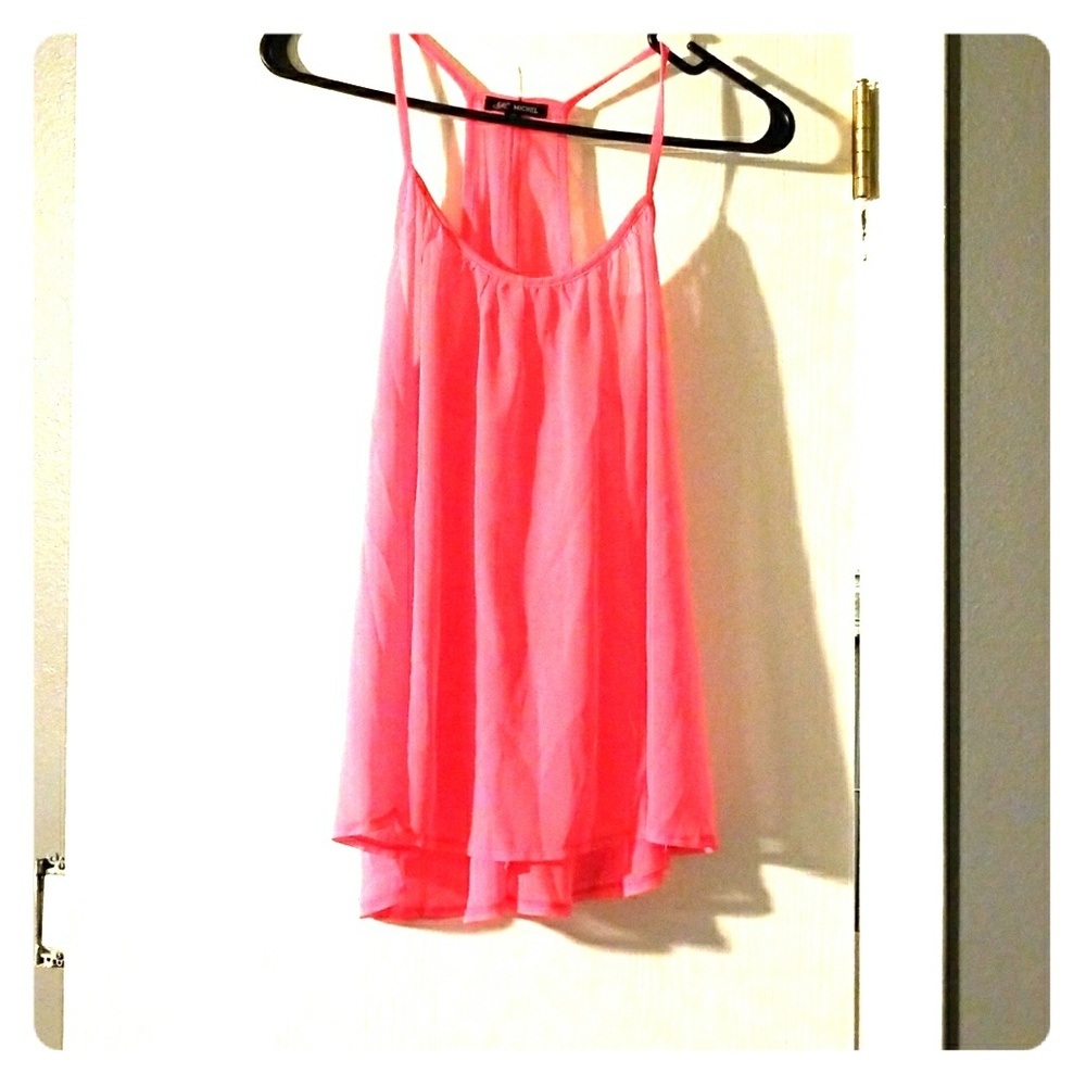 Sheer hot pink razor back cami